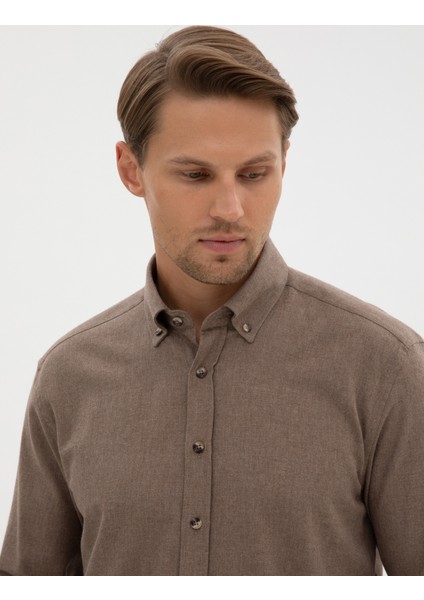 Erkek Vizon Regular Fit Uzun Kollu Gömlek 50311380-VR052 fiyatları
