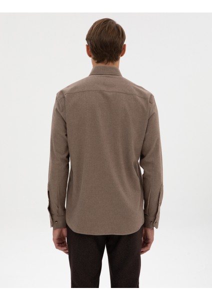 Erkek Vizon Regular Fit Uzun Kollu Gömlek 50311380-VR052 indirimleri