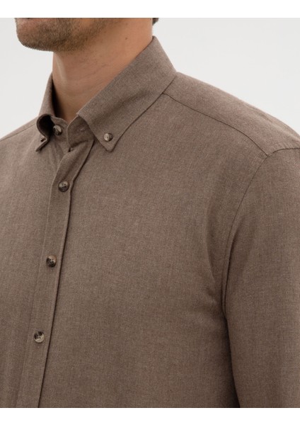 Erkek Vizon Regular Fit Uzun Kollu Gömlek 50311380-VR052