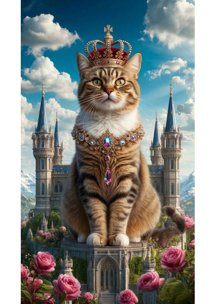 Kraliçe Kedi 3 Ev Duvar Salon Güzellik Salonu Ofis Dükkan Dekarasyon Kanvas Tablo fiyatları