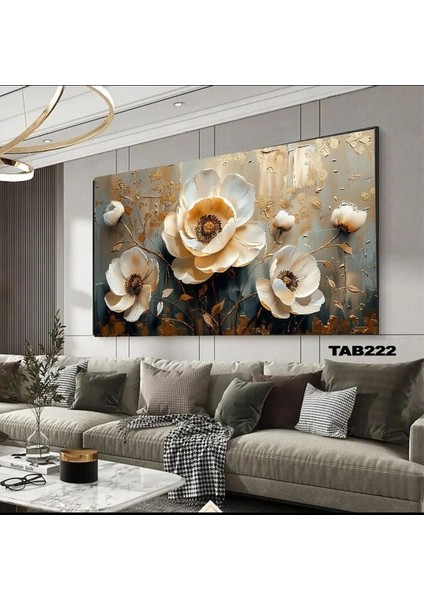 Beyaz Gül Kanvas (Led) Işıklı Tablo