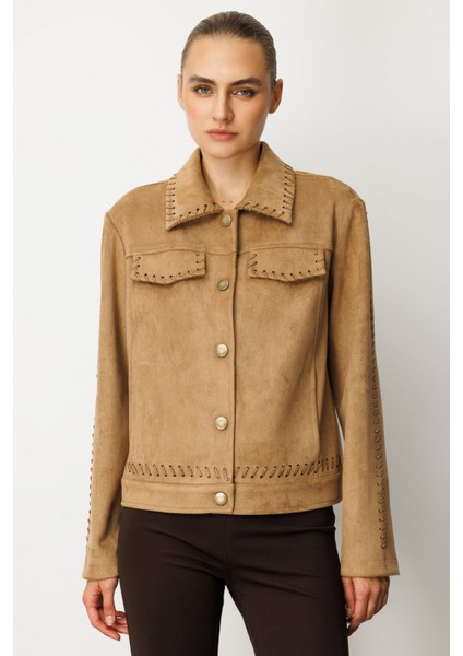 Çıtçıtlı Süet Mont Vizon 08015