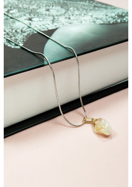 Sitrin Doğal Taşı Zincirli El Yapımı Kolye Uç: 2 cm Zincir: 20 cm Kutulu indirimleri