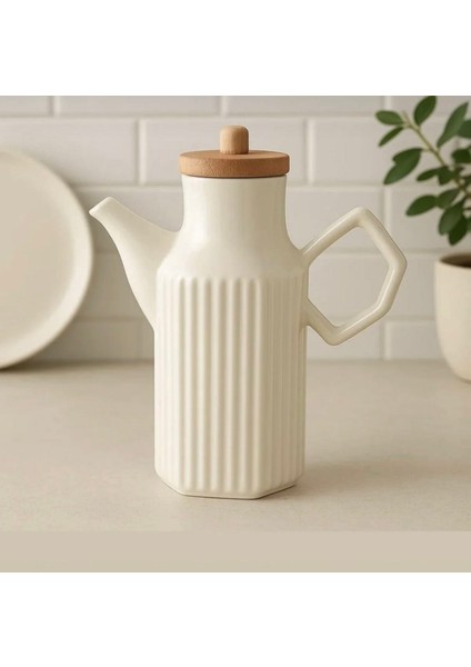 Bambu Kapaklı 1000 ml Prizma Model Yağdanlık Yağlık