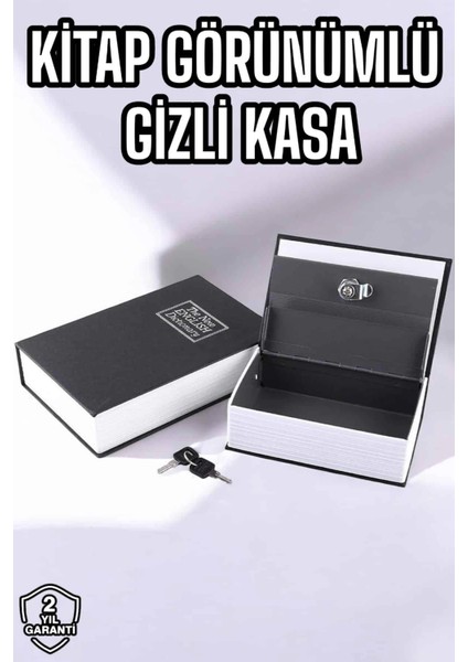 Büyük Boy Anahtarlı Kitap Görünümlü Gizli Kasa Çelik Kasa Altın Kasası