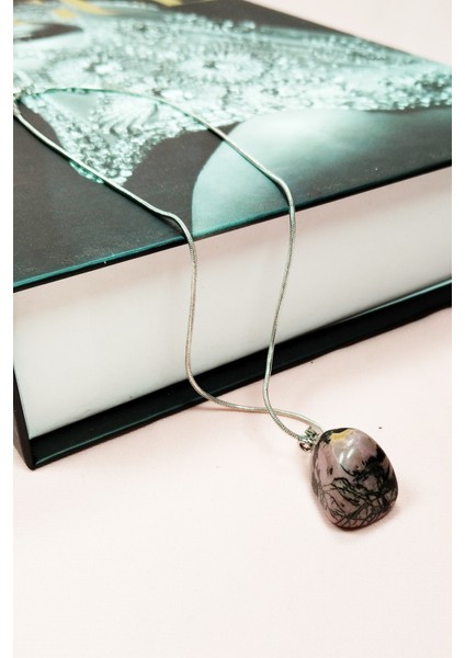 Rodonit Doğal Taşı Zincirli El Yapımı Kolye Uç: 2 cm Zincir: 20 cm Kutulu modelleri