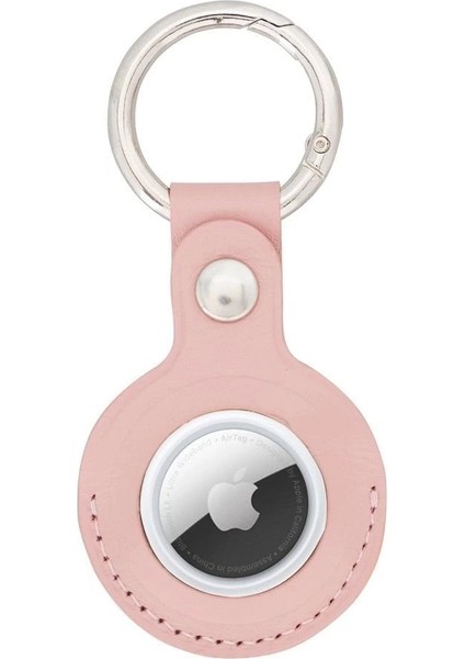 Apple Airtag Uyumlu Deri Anahtarlık, Nu2 Pembe