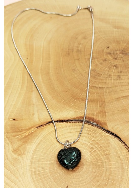 Lav Taşı Doğal Taşı Zincirli El Yapımı Kolye Uç: 1,5 cm Zincir: 20 cm Kutulu modelleri