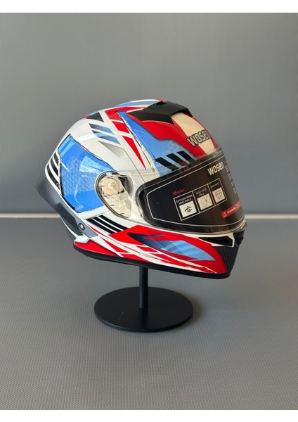 WS-602 Güneş Gözlüklü Full Face Kask (Şeffaf Vizörlü) White K6 (602)