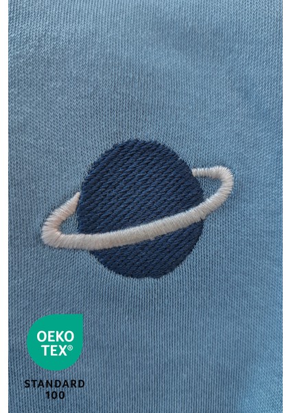 Space 3lü %100 Pamuk Nakışlı Uzun Kol Bebek Body Set