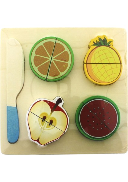 Ahşap Kesilebilir Meyveler Elma Karpuz Ananas Mandalina