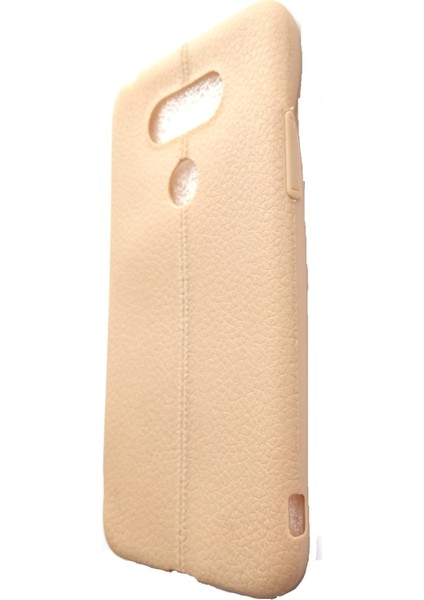 ESLIFETECH26AKSESUAR Lg G5 (H850) Uyumlu Deri Görünümlü Yumuşak Silikon Kılıf-Krem fiyatları