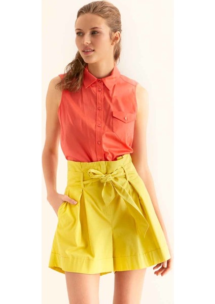 Kuşaklı Kadın Şort Sarı Y9912604_009 fiyatları