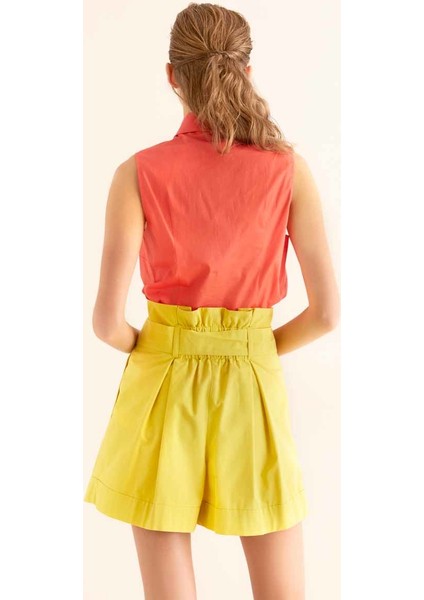 Kuşaklı Kadın Şort Sarı Y9912604_009 modelleri