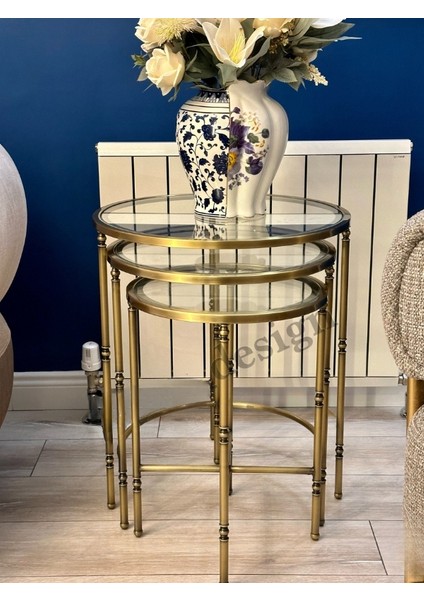 Torna Detaylı Pirinç Eskitme Zigon Sehpa fiyatları