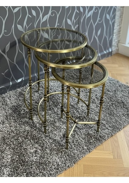 Torna Detaylı Pirinç Eskitme Zigon Sehpa indirimleri