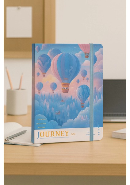 Ajanda Günlük Çizgili Not Defteri Notebook Mavi Balon