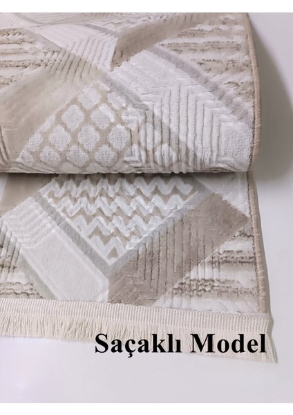 Dinar Motif Bej Kahverengi Kaymaz Taban Kesme Yolluk Halı Modern Desen