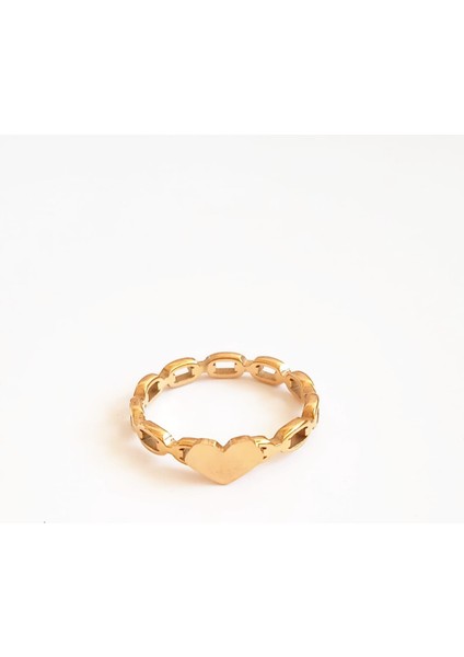 Çelik Kalp Detay Zincir Yüzük