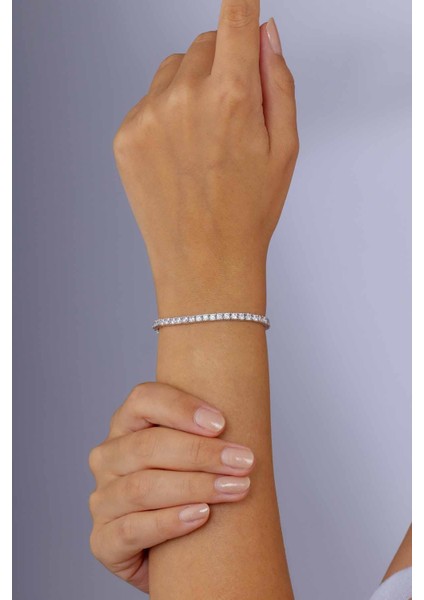 Pırlanta Montür 4 Tırnaklı Su Yolu Gümüş Bileklik fiyatları