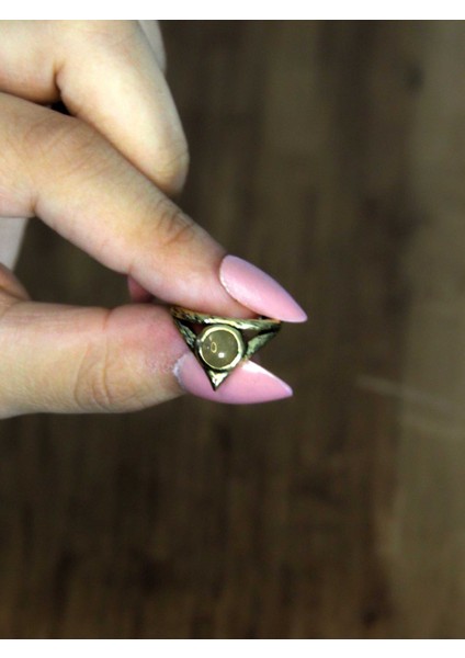 Doğal Taş Yeşil Akik Doğal Taşlı Antik Model Kadın Ayarlanabillir Yüzük EUY72YA modelleri