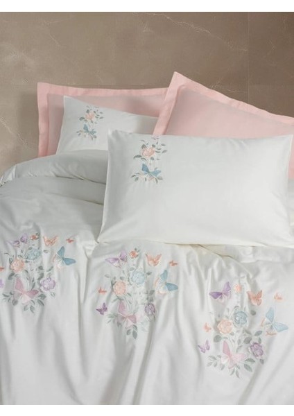 3D Nakışlı Çift Kişilik Saten Nev Takımı Liva Pudra fiyatları