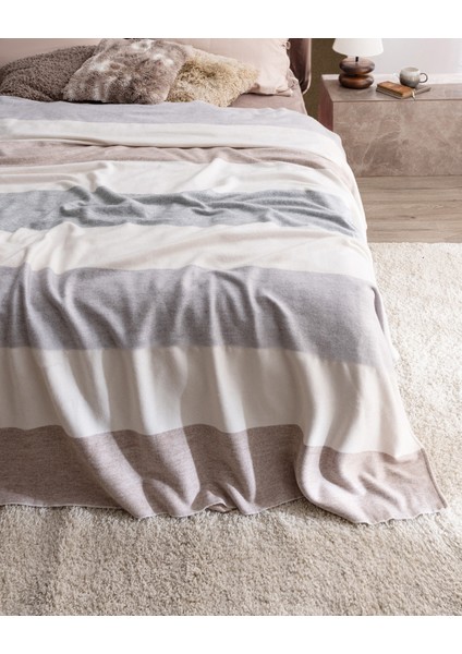 Angely Çift Kişilik Battaniye - Pudra/gri/beyaz fiyatları