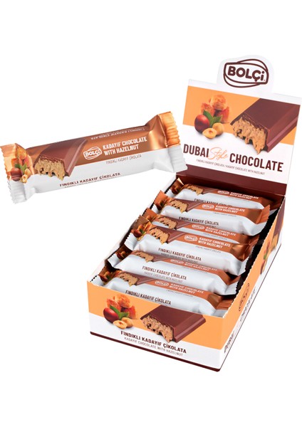 Bolçi Dubai Çikolatası Fındıklı Kadayıf Dolgulu Sütlü Çikolata 30 G x 24 Adet