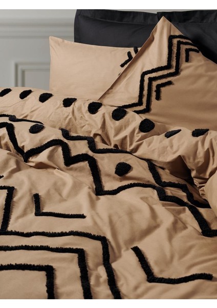 Puff Nakışlı Ranforce Çift Kişilik Nev Takımı Elio Bakır Siyah fırsatları