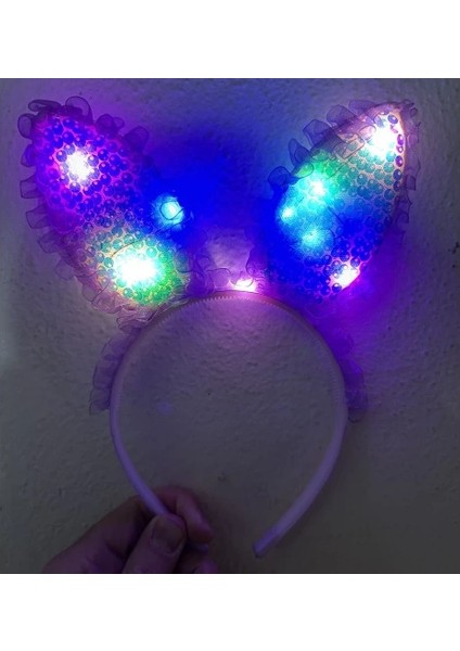 Mor Dantelli Pullu Işıklı Tavşan Kulak Taç fiyatları