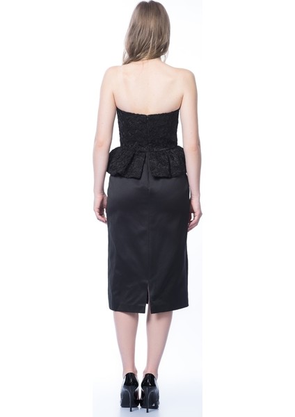 Straplez Fırfır Detaylı Abiye Elbise Siyah K1311321_001 fiyatları