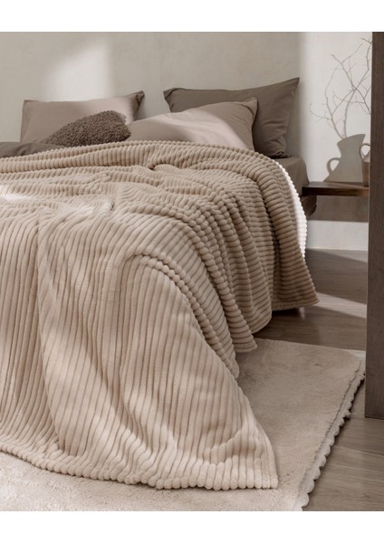 Corbeau Tek Kişilik Welsoft Düz Battaniye - Bej modelleri