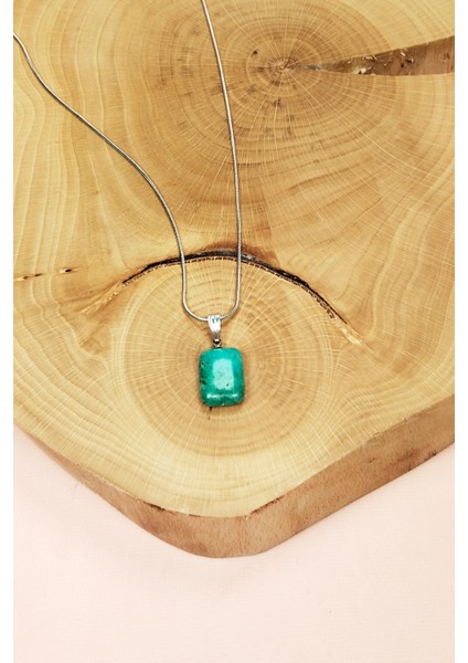 Apatit Doğal Taşı Zincirli El Yapımı Kolye Uç: 2 cm Zincir: 20 cm Kutulu fırsatları