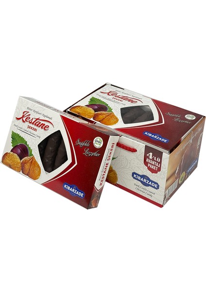 Çikolata Kaplamalı Kestane Şekeri 140GR x 4 Adet Hediye Çantalı