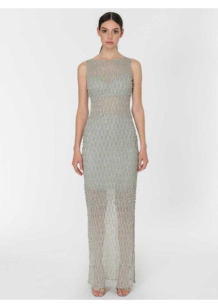 İşlemeli Transparan Uzun Gece Elbisesi Gümüş Y1961101_078 modelleri