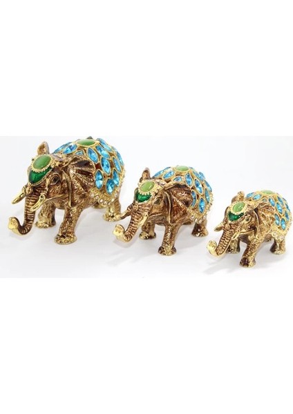 Swarovski Taşlı 3'lü Fil Figürü Model 2