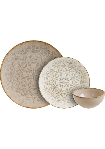 Sand Vintage 18 Parça 6 Kişilik Porselen Yemek Seti