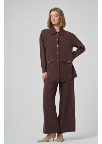 1025 Tam Boy Düğmeli Pantolonlu Takım