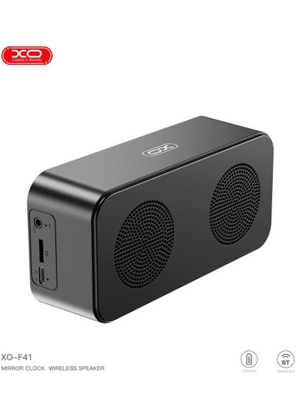 F41 1200MAH Dijital Saat Ekranlı Aynalı Hafıza Kartı Fm Radyo Kablosuz Bluetooth V5.3 Hoparlör modelleri