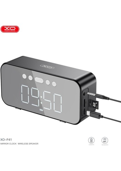 F41 1200MAH Dijital Saat Ekranlı Aynalı Hafıza Kartı Fm Radyo Kablosuz Bluetooth V5.3 Hoparlör fırsatları