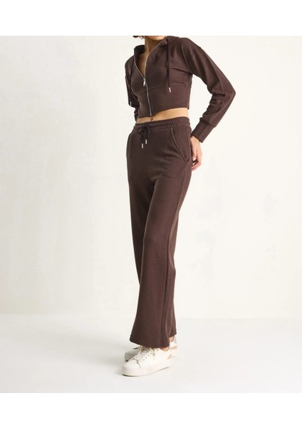 Fitilli Örme Kumaş Rahat Kalıp Alt-Üst Eşofman Takımı