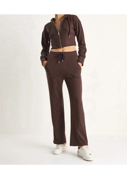 Fitilli Örme Kumaş Rahat Kalıp Alt-Üst Eşofman Takımı