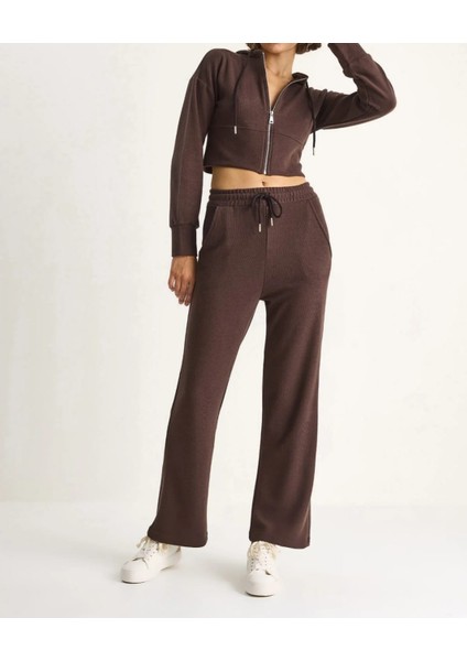 Fitilli Örme Kumaş Rahat Kalıp Alt-Üst Eşofman Takımı