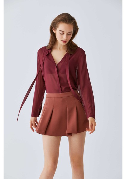 Transparan İpek Bluz Bordo K2013122_008 fiyatları