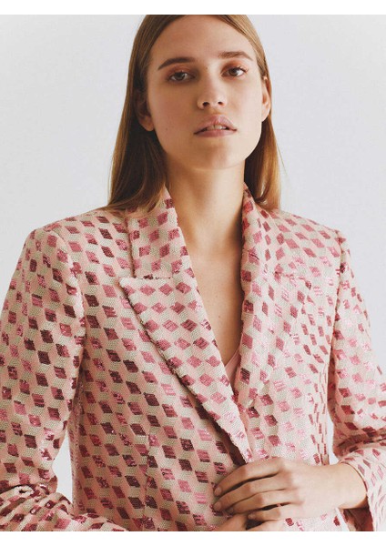 Parlak Desenli Kadın Ceket Pembe K2016035_038 fırsatları