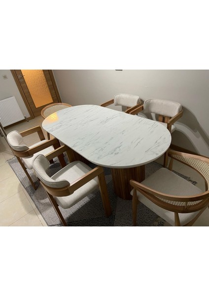 Bohem Masa Takımı Ahşap Masa Takımı 6 Kişilik Masa Sandalye Takımı Iskandinav Takım