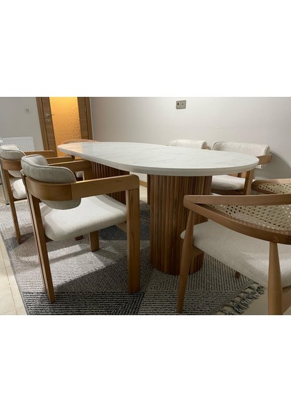 Bohem Masa Takımı Ahşap Masa Takımı 6 Kişilik Masa Sandalye Takımı Iskandinav Takım fırsatları
