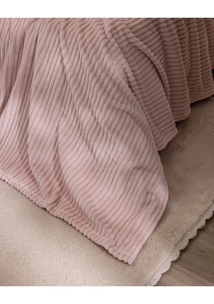 Corbeau Çift Kişilik Welsoft Düz Battaniye - Pudra fırsatları