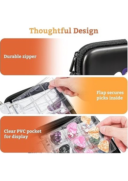 Guitar Pick Sert Kase Saklama Kutusu, 84 Cepli Gitar Penası, Koleksiyon Defteri, Pena Toplayıcıları Için, Siyah fiyatları