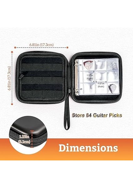Guitar Pick Sert Kase Saklama Kutusu, 84 Cepli Gitar Penası, Koleksiyon Defteri, Pena Toplayıcıları Için, Siyah modelleri